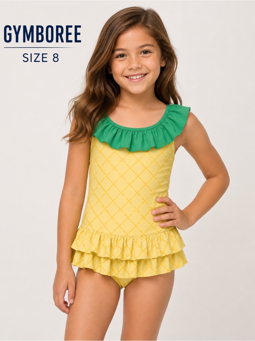 Gymboree Yellow Swimsuit with Green Accents/girls size 8